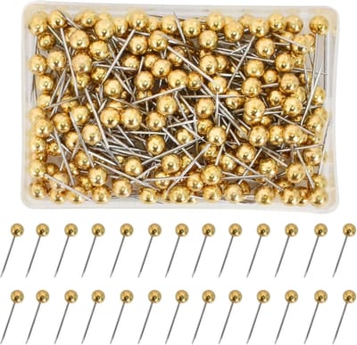 200 stuks kaartspelden, reversspelden, gouden kaartspelden, prikbordspelden met plastic kop, inclusief opbergdoos, voor kaartspelden, knutselen en naaien