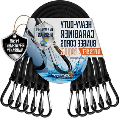 Bungeekoord Set - Spanbanden met Haken - Ladingen Vastzetten - UV Weerbestendig - 6 Stuks 30 cm - Zwart