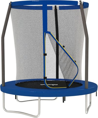 Kindertrampoline met veiligheidsnet 183 cm Rond Blauw Stevig Frame Geschikt voor Buitenplezier