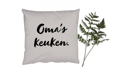 Sierkussens - Kussentjes Woonkamer - 50x50 cm - Quote - Oma's keuken - Taupe