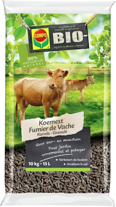 COMPO Bio Koemest - 100% natuurlijk - voor sier- en moestuin - verbetert de bodem - zak 10 kg (15L)