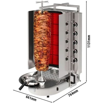 GGM Gastro Gas Gyros-/ Dönergrill - mit ROBAX® Glas – 20 kW – 10 Brenner – max. 90 kg Zilver