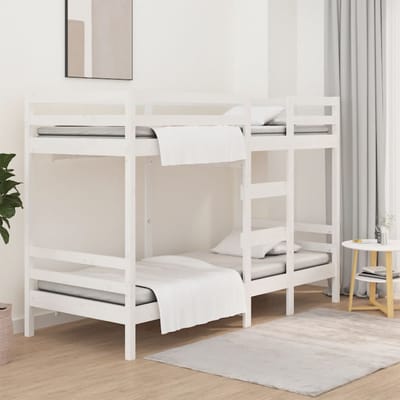 vidaXL - Stapelbed - massief - grenenhout - wit - 90x200 - cm