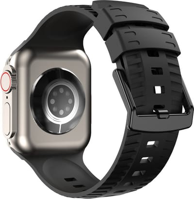 Siliconen bandje - geschikt voor Apple Watch 1/2/3/4/5/6/7/8/9/10/11/ SE (1,2,3) met maat 38 mm / 40 mm / 41 mm en 42 mm (Watch 10/11) - zwart