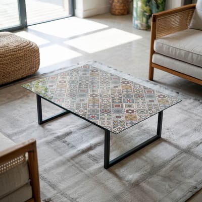 Coloray Tafelblad - Gehard Glas Tafelblad - 80x60 cm - Grijs - Rechthoek Glazen Tafelblad - Tafelblad Van Gehard Glas - Tuintafelblad - Tafelblad Buiten - Tafelblad Voor Buiten woonkamerdecoratie