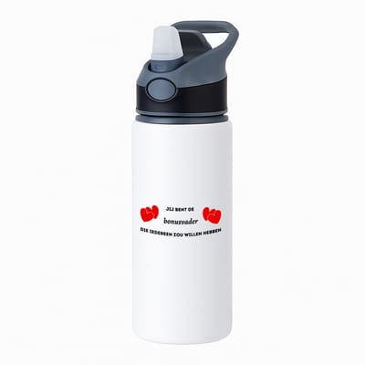 Hacebo® - jij bent de bonusvader die iedereen zou willen hebben waterfles met rietje zwart - Vader - geweldige bonusvader - liefste bonusvader - verjaardag - cadeau - kado - bedankje - geschenk - water fles - 650ML
