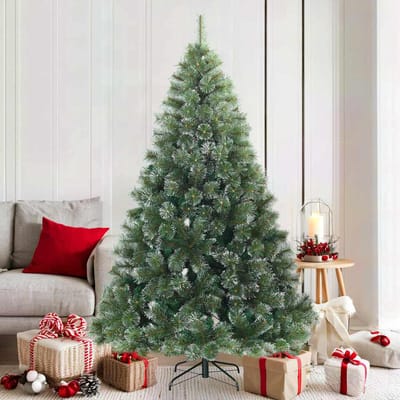 vidaXL - Kunstkerstboom - met - Scharnier - en - Sneeuw - Vilt - Groen - 180 - cm
