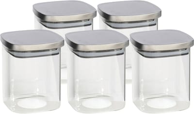 Gerim - Voedsel/etenswaren 5x voorraadpotten 1100ml glas en RVS deksel