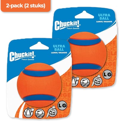Chuckit! Ultra Ball Ø 7cm – Rubberen Hondenbal - Hondenspeelgoed – Drijvend honden speelgoed – Oranje – 2 stuks