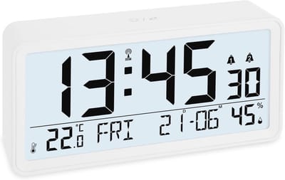 Digitale radiogestuurde wekker met XXL-cijfers | Tafelklok & Wandklok met temperatuur en vochtigheid