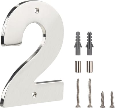 Zwevend Huisnummer – 5 inch (12 cm) Modern, veelzijdig, eenvoudige DIY-installatie voor paal of straat (2, Zilver gepinseld)