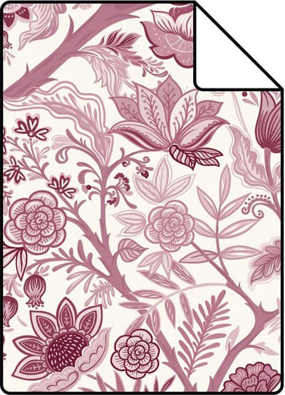 Proefstaal ESTAhome behang vintage bloemen bordeaux rood - 26.5 x 21 cm - 132131-S
