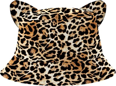 Yucka - Bucket hat - Vissershoedje - Zonnehoed - Panterprint met oortjes - 58 cm - Bruin/zwart