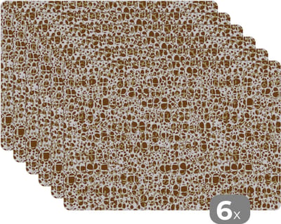 Placemat - Placemats kunststof - Dierenhuid - Reptielen - Bruin - Patronen - 45x30 cm - 6 stuks - Hittebestendig - Anti-Slip - Onderlegger - Afneembaar