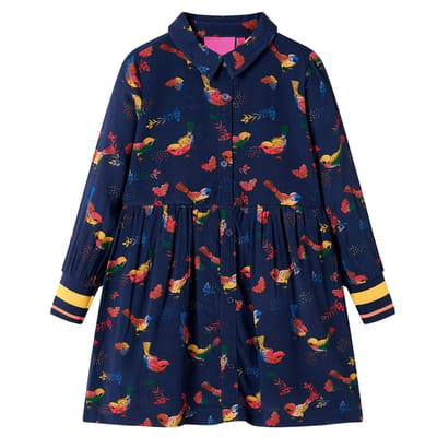 vidaXL - Kinderjurk - met - lange - mouwen - 116 - marineblauw
