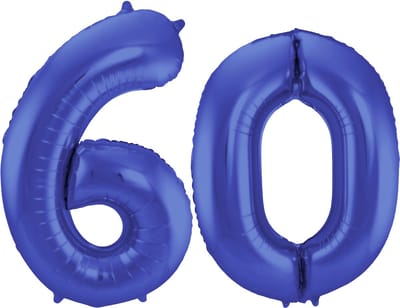 Folat Verjaardag Leeftijd folieballon - 60 jaar - blauw - 86 cm - cijferballon groot