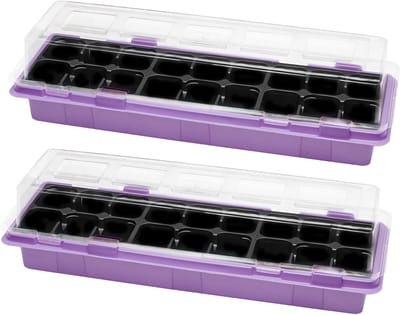 Garronda Kweekset Kweekpotten met schotel - Kamerplanten – Paars (2 stuks) - GD-VE-Greenhouse
