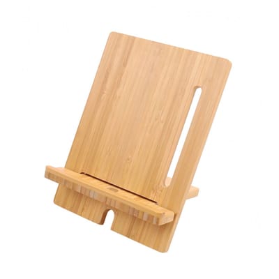 Decopatent - Universele Telefoonhouder / Tablethouder - Telefoon houder van Bamboe hout - tablet / iPad houder - standaard voor gsm Afm Staand: 15x20x0.8 Cm - Afm Liggend: 20x15x0.8 Cm.