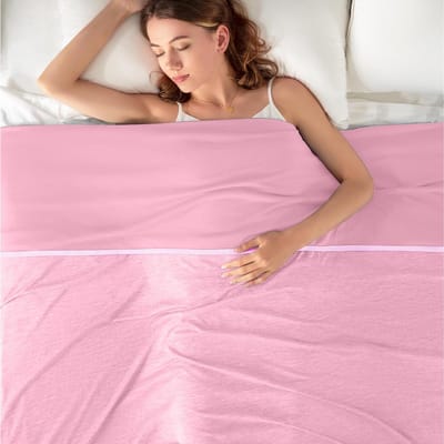 LISM-Koeldeken (150x200 cm) Extra grote beddeken, Geschikt voor nachtelijk transpireren, absorbeert warmte en helpt volwassenen koel te blijven tijdens warme nachten (roze).