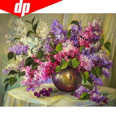 DIY 5D Diamond Mozaïek Bloemen In Fles 5D Volledige Diamond Schilderen Borduurpakketten Ronde Diamant 20X30 beige
