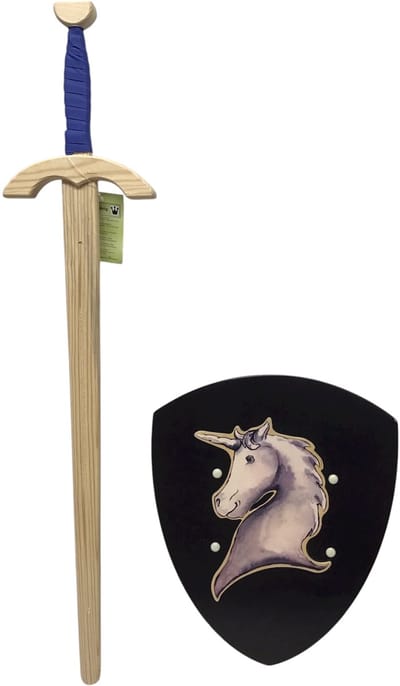 houten roofridder zwaard en ridderschild eenhoorn Unicorn kinderzwaard ridderzwaard schild ridder