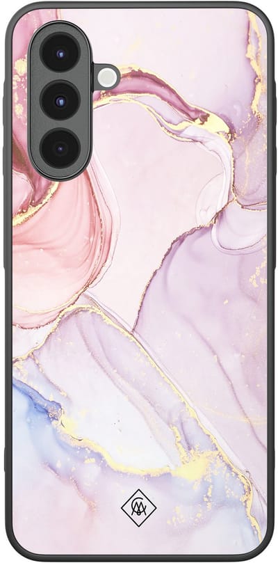 Casimoda® hoesje - Geschikt voor Samsung Galaxy A16 - Marmer roze paars - Zwart TPU Backcover - Marmer - Paars