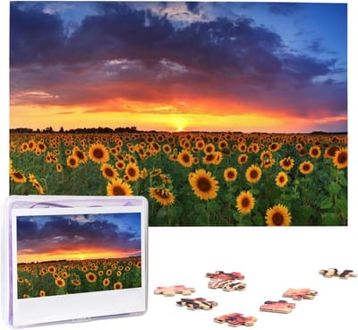 Houten Puzzel - Foto Puzzel - Ontspanning Thuis - Gepersonaliseerd Ontwerp - 1000 Stukjes - Zonnebloemen
