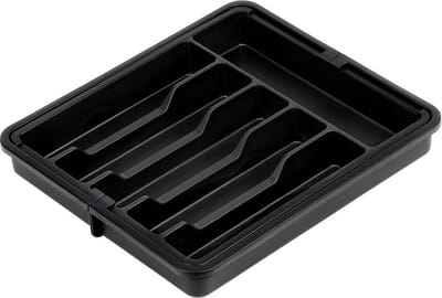 Bestekbak Uitschuifbaar Zwart 33-56,5x37,5 cm - Bestekhouder - Bestekcassette - Besteklade
