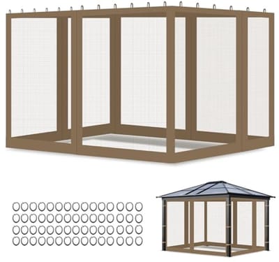 Klamboe voor Paviljoen 3 x 3,6 m - Waterdicht Muggennet met Ritssluiting en 4 Zijwanden - Ideaal voor Tuin, Terras en Camping