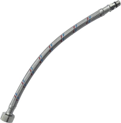 Dailygoods- Voegslang - 1/2 inch vrouwelijk - M10 mannelijke aansluiting - lengte 300 mm - sanitaire slang - flexibele slang - roestvrijstalen ommanteling