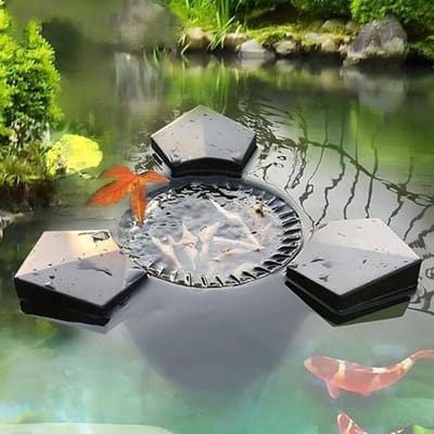 Drijvende Vijver Skimmer - Oppervlakte Reiniger - Water Oppervlak Schoon - Ingebouwde Beluchter - Tot 10m³ - Grijs