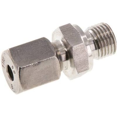 G 1/4'' Buitendraad x 6S RVS Rechte Snijring Koppeling met FKM Afdichting 630 Bar DIN 2353 - FL2S-MC-STFP-014G-06-S
