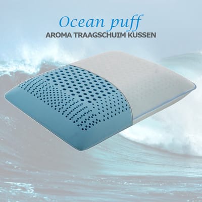 Aromatherapie Hoofdkussens Traagschuim, Therapie Orthopedisch Slaapkussen, Nekklachten, Slaapkussen met Aroma , Ergonomisch Kussen, Memory Foam Kussen, Orthopedisch Kussen, Hoofdkussens, OCEAN PUFF, 60x40x15 cm