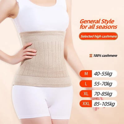 Ceintures de Taille en Cachemire Comprenant 100% Cachemire Épais Chauffant Cachemire Zone de la Taille Plus Chaude Support Ergonomique Lombaire Ceinture Protection Contre le Froid de l'Estomac XXL beige