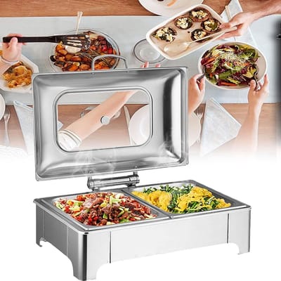 Voedselwarmer Elektrisch - Warmhoudschaal Buffet - Buffetten Organiseren - Hydraulische Buffertas - 13 Liter - Zilver