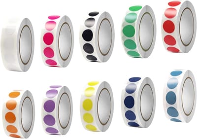 10 Rollen van 1000 Stuks Ronde Stickers, 13mm Zelfklevende Labels voor DIY Projecten, Planner en Notitieboekjes in 10 Kleuren