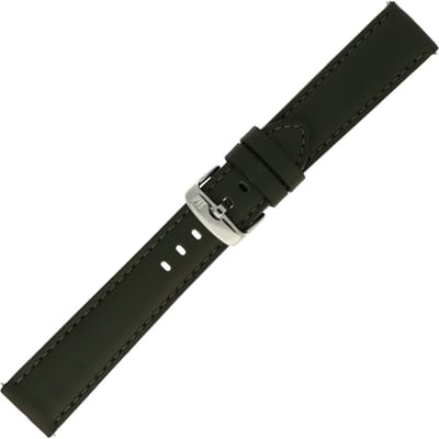 Zwart lederen waterdichte horlogeband - 22 mm