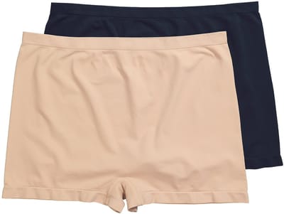 Ulla Popken - Dames - Slips set van 2 naadloos beeninzetstuk - Poeder - Maat 42+