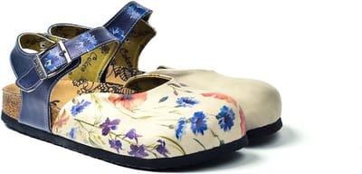 GOBY Clogs met Bloemenprint – Handgemaakt – Hoge Kwaliteit – Maat 36