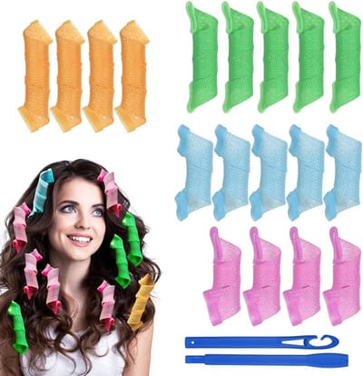 18-delige Warmteloze Spiral Krulset met Haakjes, Perfect voor Golvende Haarstijlen en DIY Coiffures voor Vrouwen en Meisjes