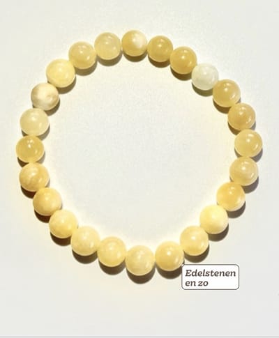 Gele calciet armband 6 mm zonnevlecht