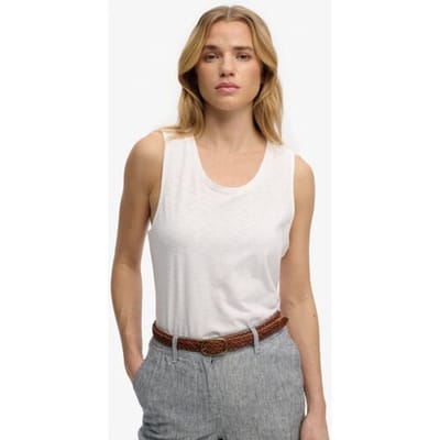 Superdry Scoop Neck Mouwloos T-shirt Wit L Vrouw