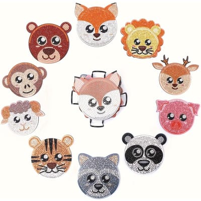 Ensemble de 10 sous-verres mignons Peinture Diamant Faune, Sous-verres Peinture Diamant Animaux DIY, avec Support, Sous-verres Art Diamant pour Débutants 10pcs