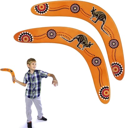 Houten V-Boomerang - Vliegend Speelgoed - Buiten Sporten - Set van Twee - 28.5 x 11.5 cm - Bruin