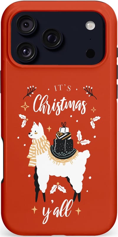 Casetastic hoesje geschikt voor Apple iPhone 17 Pro Max - MagSafe - Dubbellaagse bescherming - Rode Witte Kerst Lama - Fashion Case - Terracotta