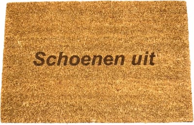 Deurmat - Deurmat met tekst - Deurmat kokos - Deurmat binnen - Schoenen uit - 40x60 cm - Kleur bruin - Humor