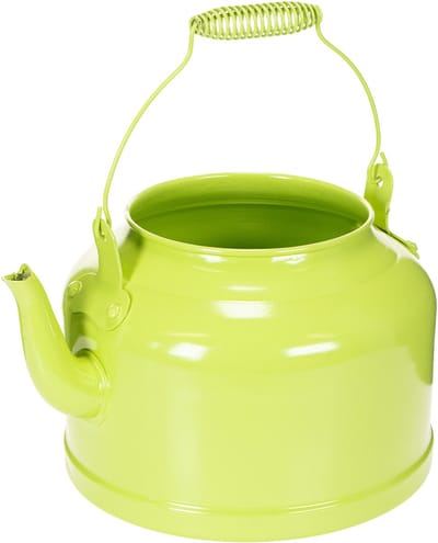 Decoratieve metalen theepot, appelgroen - bloempot - Ø20cm H15cm - vee