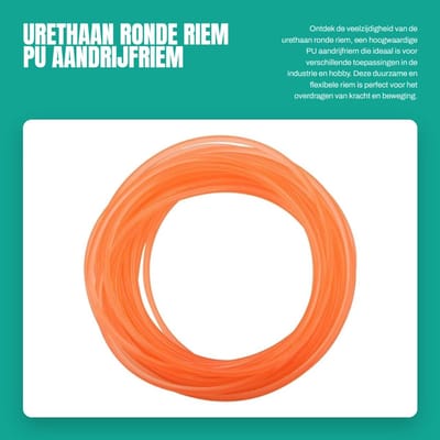 Dailygoods- Aandrijfriem PU - Ronde Polyurethaan Riempje - 6 mm x 10 m - Transmissieriem - Geschikt voor Meerdere Toepassingen - Comfortabel in Gebruik
