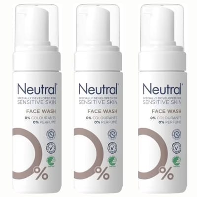 Neutral 0% Lotion - Face Wash - 3 x 150 ml - Voordeelverpakking - Gevoelige Huid - 0% parfum - 0% kleurstof