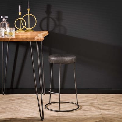 Set van 4 Industriële Ronde Krukken Grijs Dorian - Zithoogte 65 cm